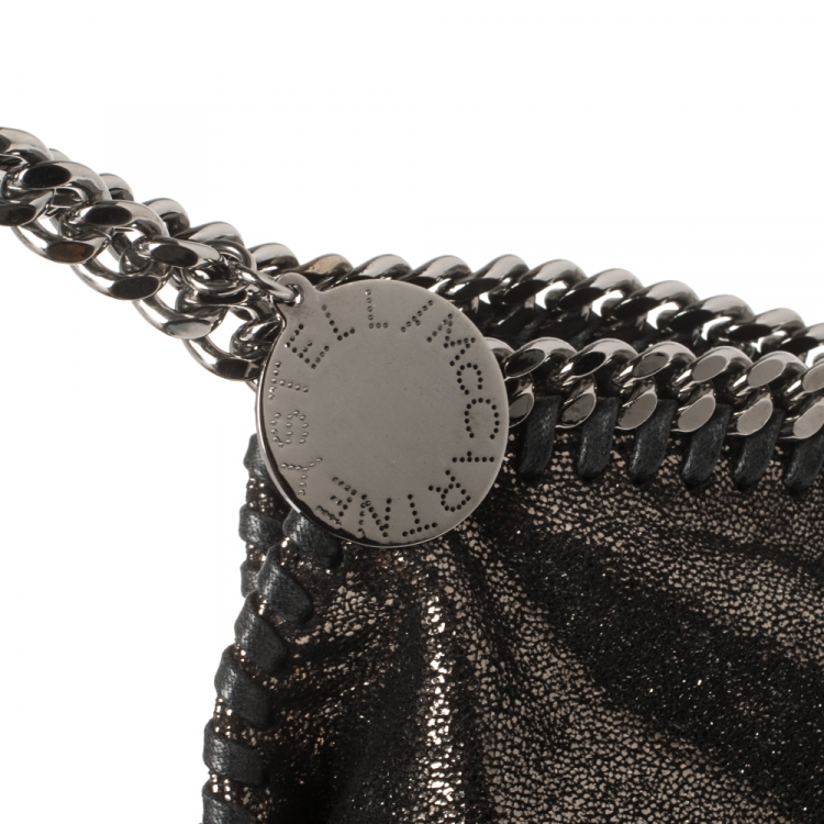 Pre Owned Stella McCartney Metallic Black Faux Leather Falabella Tote
