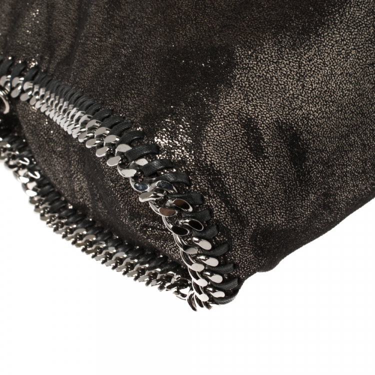 Pre Owned Stella McCartney Metallic Black Faux Leather Falabella Tote