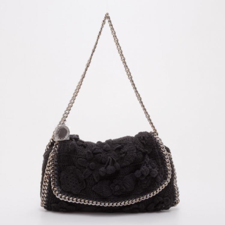 Pre Owned Stella McCartney Black Crochet Small Fallabella Bag 