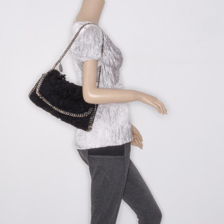 Pre Owned Stella McCartney Black Crochet Small Fallabella Bag 