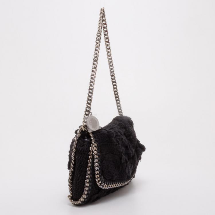 Pre Owned Stella McCartney Black Crochet Small Fallabella Bag 