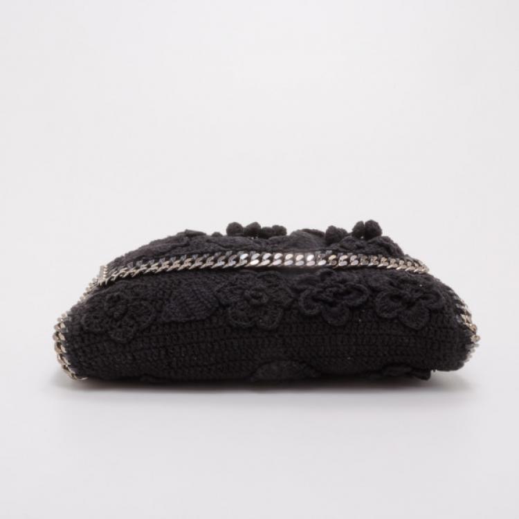 Pre Owned Stella McCartney Black Crochet Small Fallabella Bag 