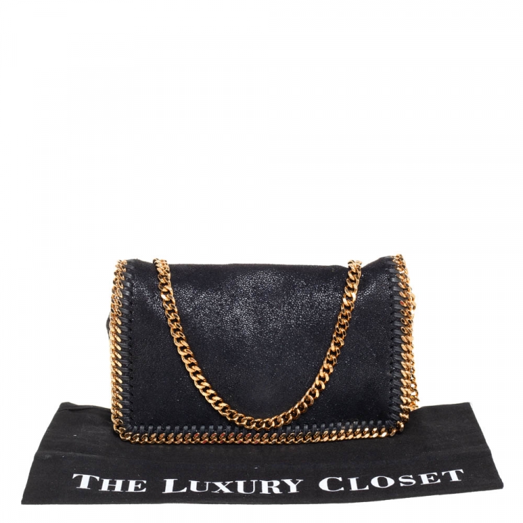 Pre Owned Stella McCartney Black Faux Leather Falabella Clutch