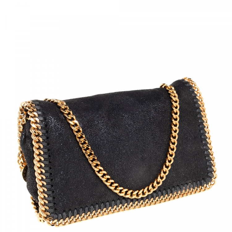 Pre Owned Stella McCartney Black Faux Leather Falabella Clutch
