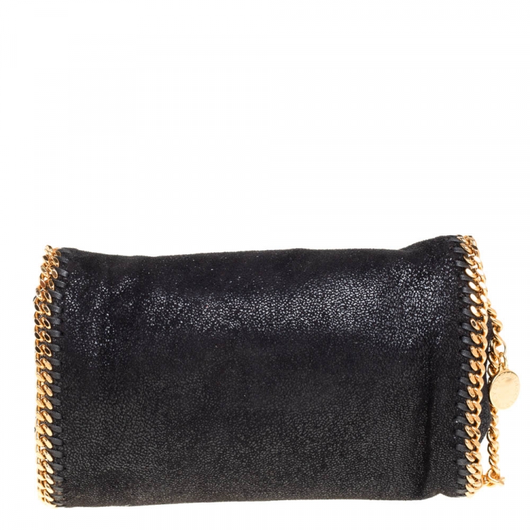 Pre Owned Stella McCartney Black Faux Leather Falabella Clutch