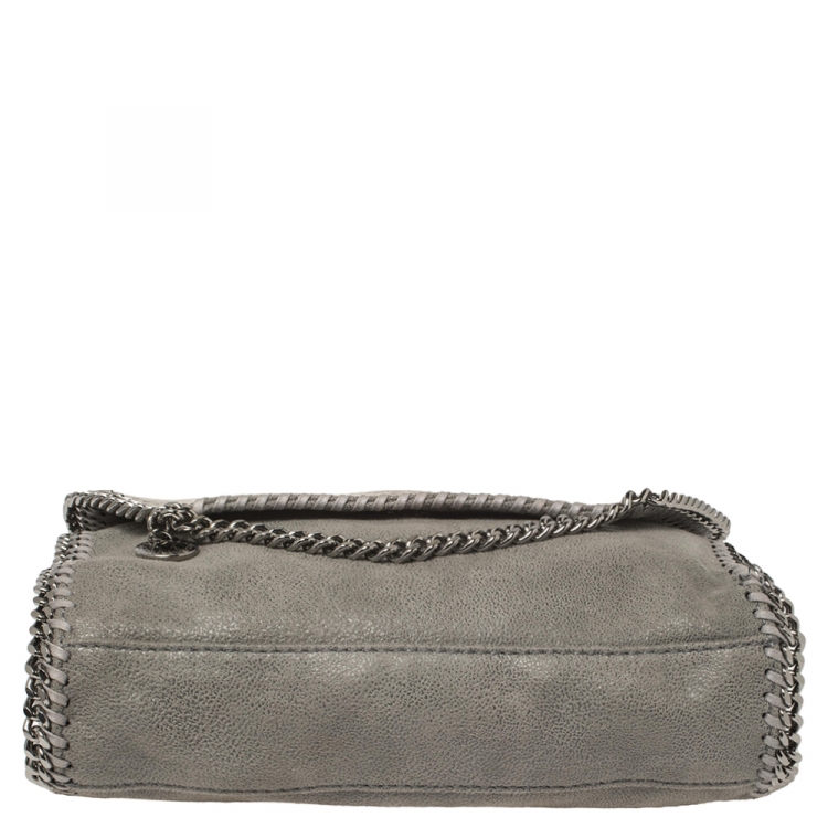 Pre Owned Stella McCartney Grey Faux Leather Falabella Flap Shoulder Bag