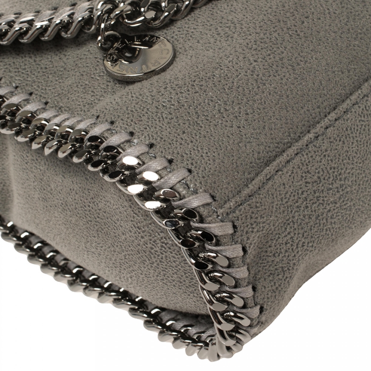 Pre Owned Stella McCartney Grey Faux Leather Falabella Flap Shoulder Bag