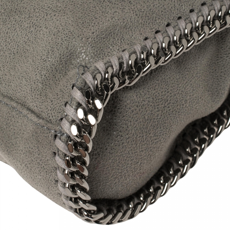 Pre Owned Stella McCartney Grey Faux Leather Falabella Flap Shoulder Bag