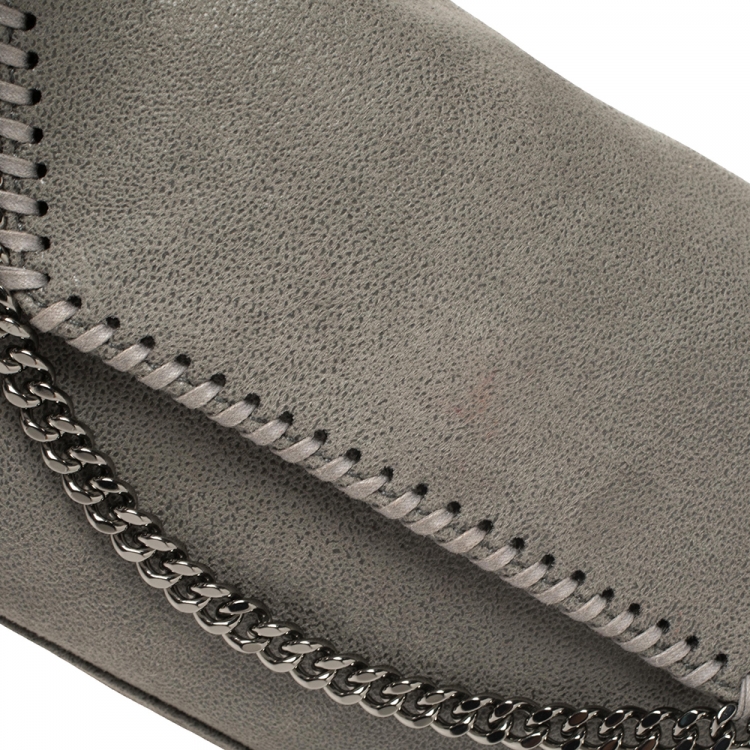 Pre Owned Stella McCartney Grey Faux Leather Falabella Flap Shoulder Bag