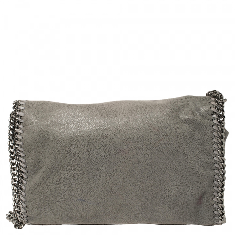 Pre Owned Stella McCartney Grey Faux Leather Falabella Flap Shoulder Bag
