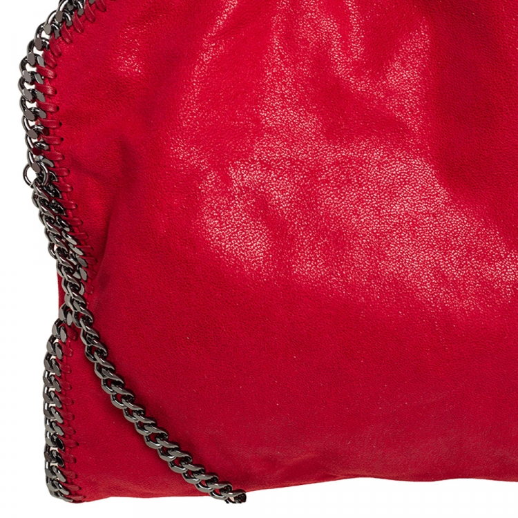 Pre Owned Stella McCartney Red Faux Suede Small Falabella Tote