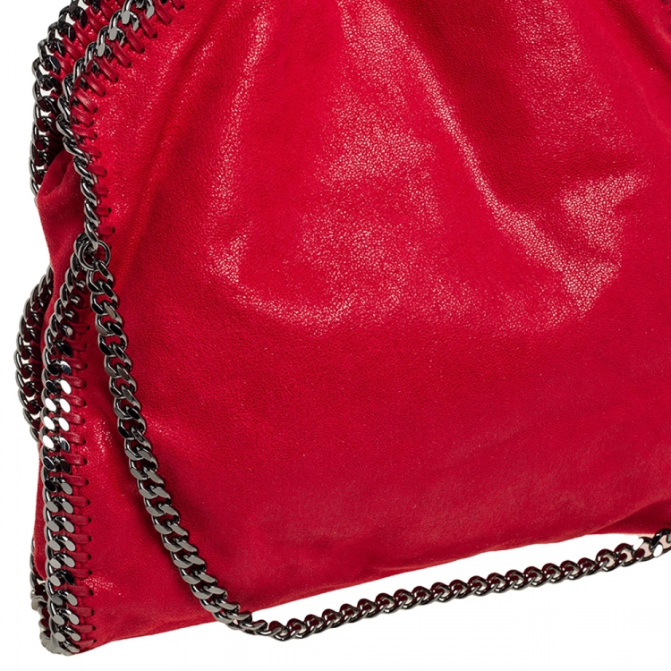 Pre Owned Stella McCartney Red Faux Suede Small Falabella Tote