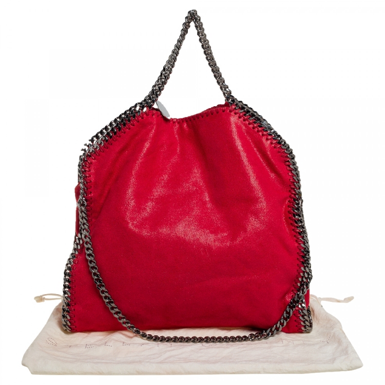 Pre Owned Stella McCartney Red Faux Suede Small Falabella Tote