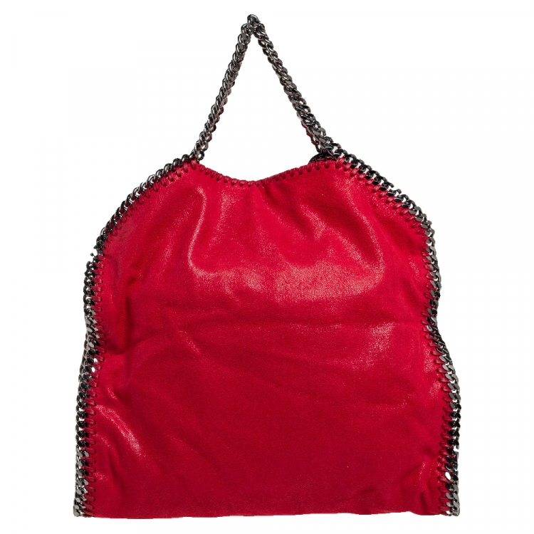 Pre Owned Stella McCartney Red Faux Suede Small Falabella Tote