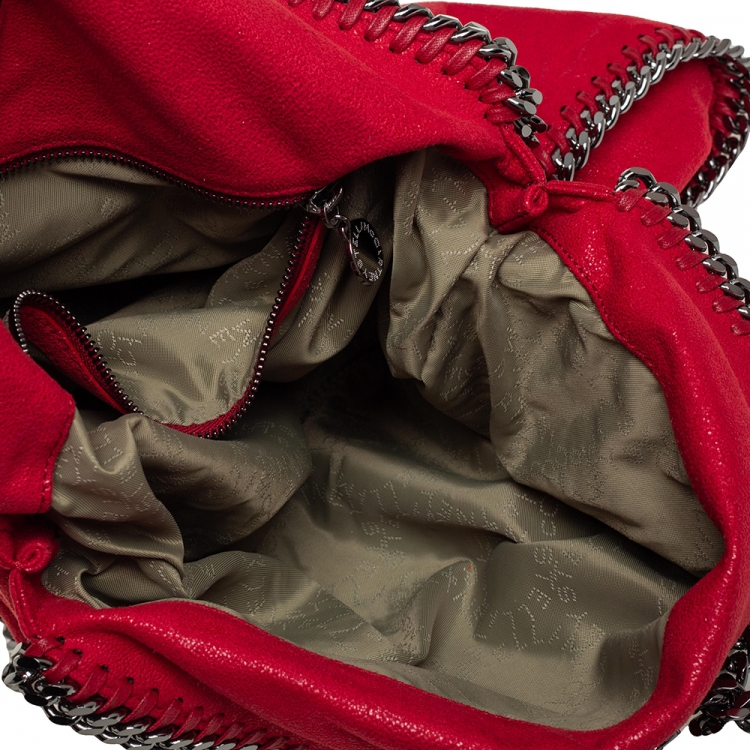 Pre Owned Stella McCartney Red Faux Suede Small Falabella Tote