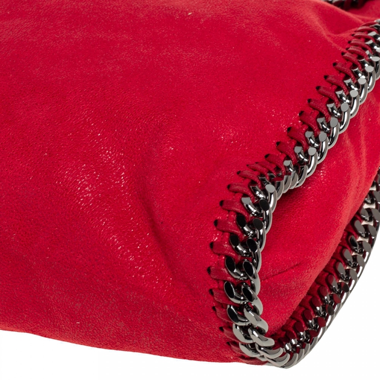 Pre Owned Stella McCartney Red Faux Suede Small Falabella Tote