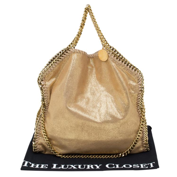 Pre Owned Stella McCartney Gold Faux Leather Small Falabella Tote