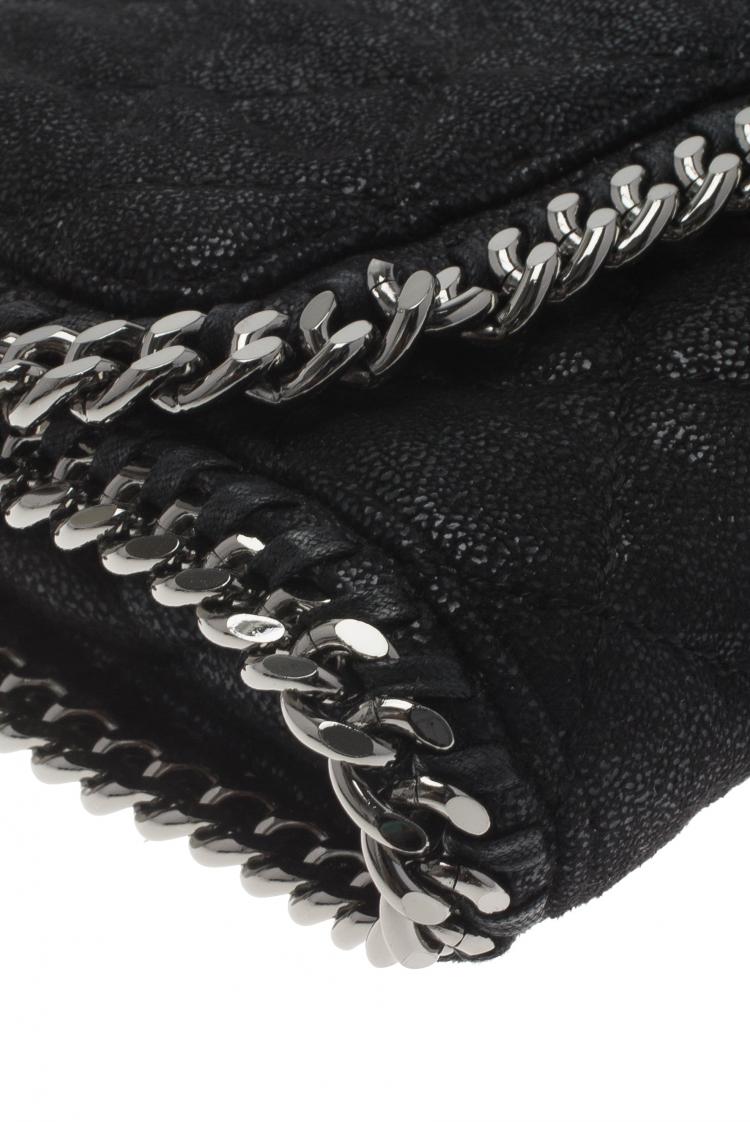 Pre Owned Stella McCartney Black Quilted Faux Leather Falabella Shaggy Deer Flap Bag