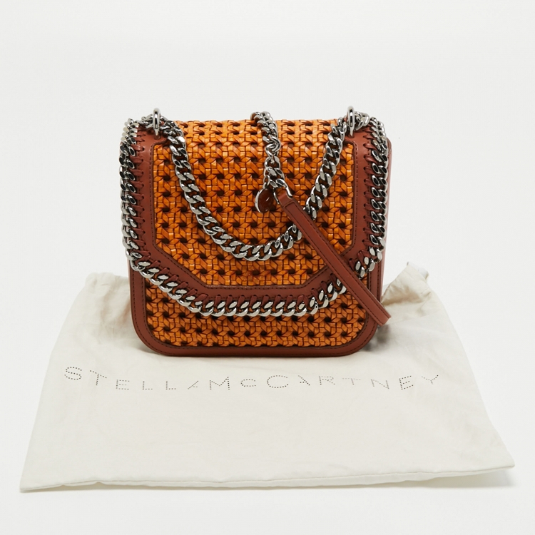 Pre Owned Stella McCartney Brown Woven Faux Leather Falabella Box Crossbody Bag