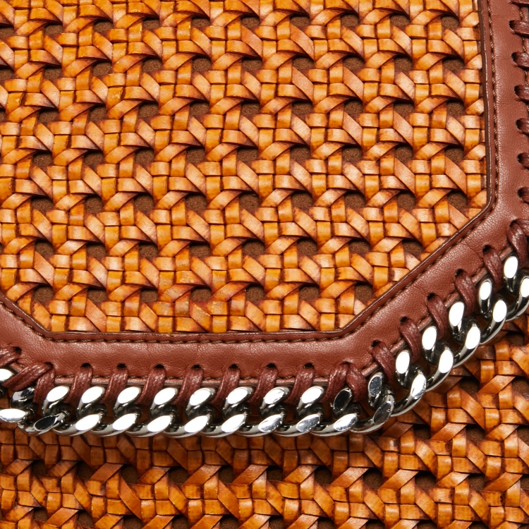 Pre Owned Stella McCartney Brown Woven Faux Leather Falabella Box Crossbody Bag
