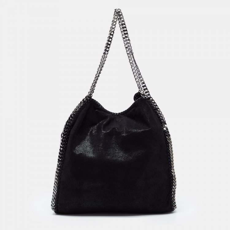 Pre Owned Stella McCartney Black Faux Suede Small Falabella Tote
