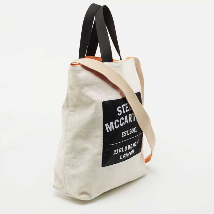 Pre Owned Stella McCartney Beige/Black Canvas Medium S&P Tote