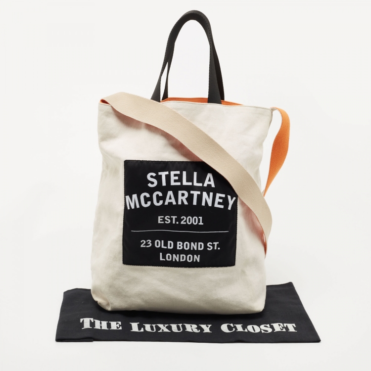 Pre Owned Stella McCartney Beige/Black Canvas Medium S&P Tote