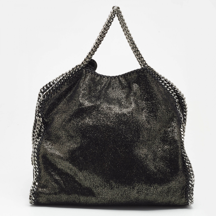 Pre Owned Stella McCartney Black/Silver Faux Suede Small Falabella Tote