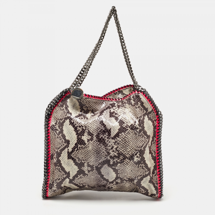 Stella McCartney Beige/Pink Faux Python Embossed Leather and Faux