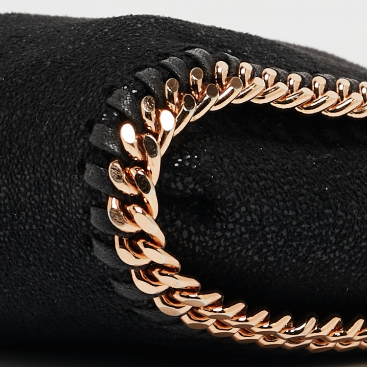 Pre Owned Stella McCartney Black Faux Suede Mini Falabella Tote