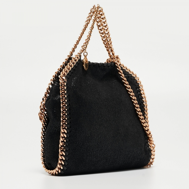 Pre Owned Stella McCartney Black Faux Suede Mini Falabella Tote