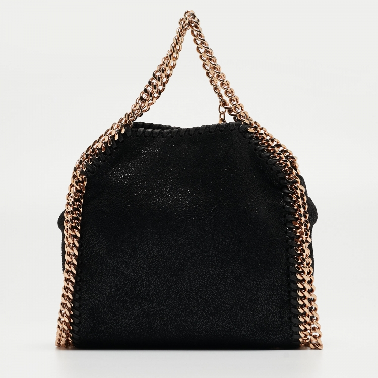 Pre Owned Stella McCartney Black Faux Suede Mini Falabella Tote