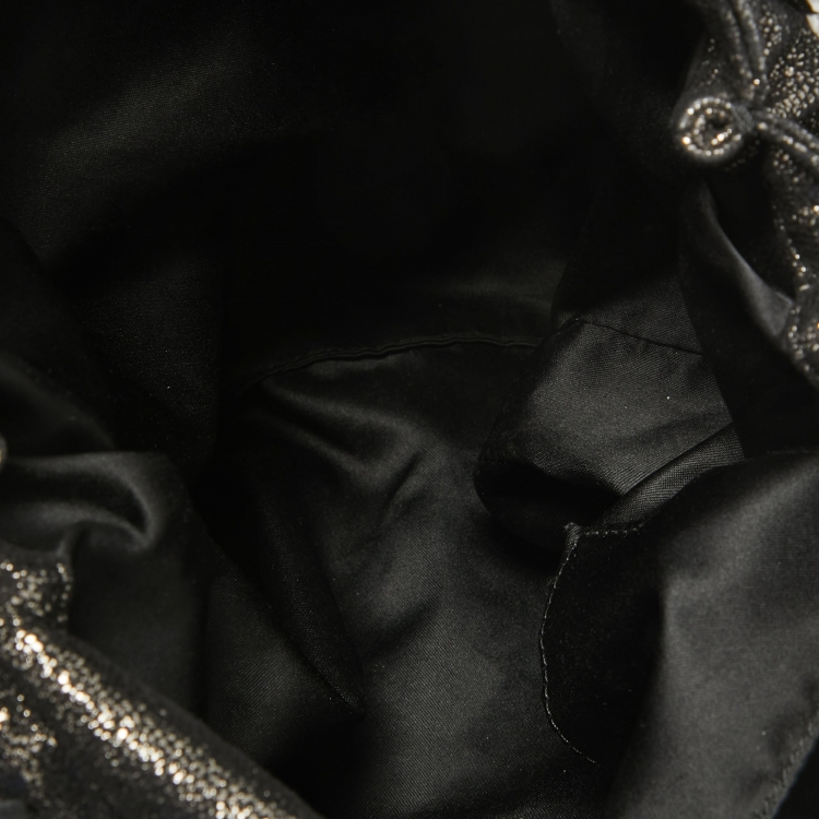 Pre Owned Stella McCartney Metallic Black Faux Leather Small Falabella Tote