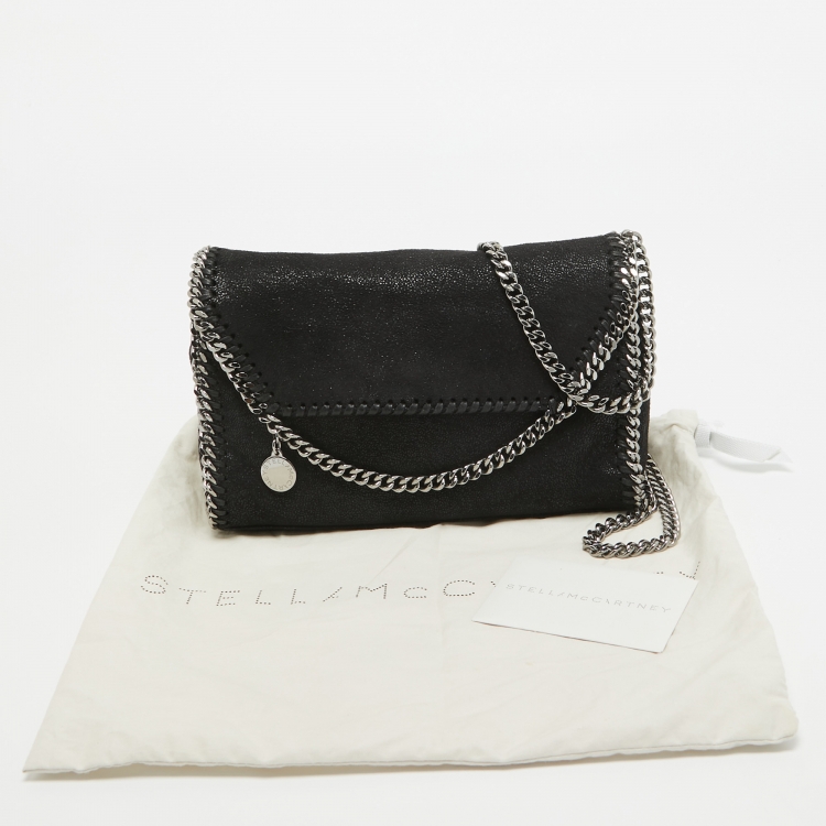 Pre Owned Stella McCartney Black Faux Leather Falabella Flap Shoulder Bag