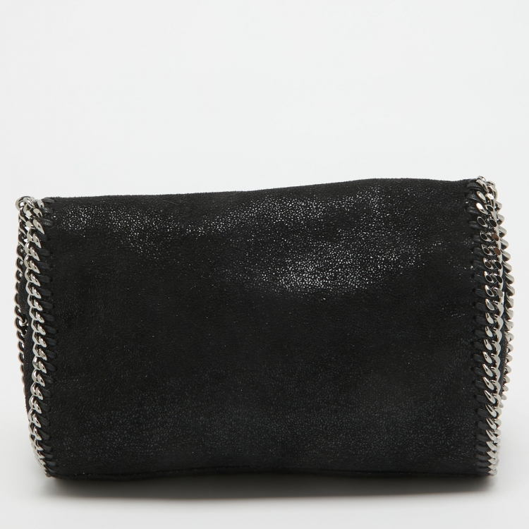 Pre Owned Stella McCartney Black Faux Leather Falabella Flap Shoulder Bag