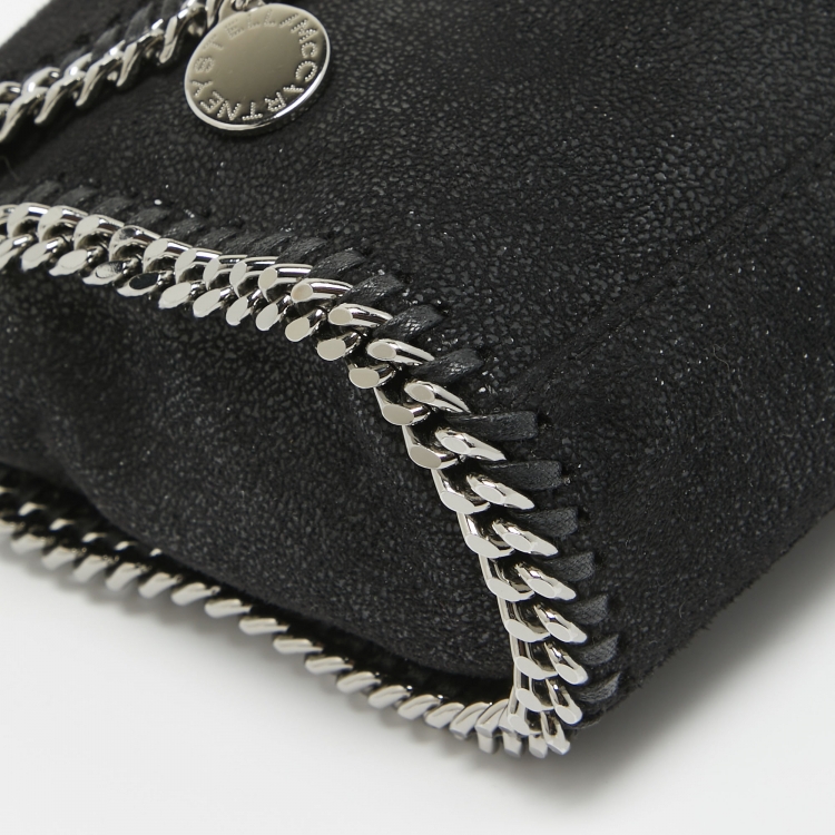 Pre Owned Stella McCartney Black Faux Leather Falabella Flap Shoulder Bag