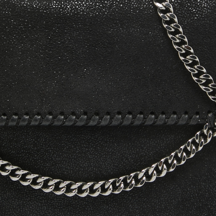 Pre Owned Stella McCartney Black Faux Leather Falabella Flap Shoulder Bag