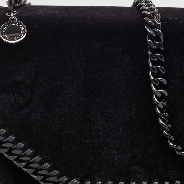 Pre Owned Stella McCartney Black Velvet Falabella Box Shoulder Bag