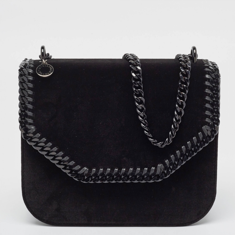 Pre Owned Stella McCartney Black Velvet Falabella Box Shoulder Bag