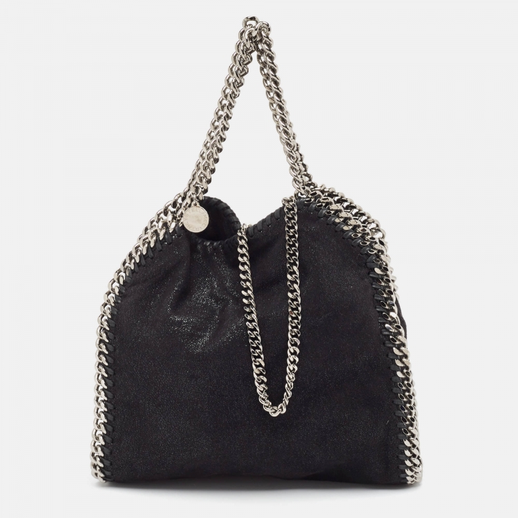 Pre Owned Stella McCartney Black Faux Suede Mini Falabella Tote