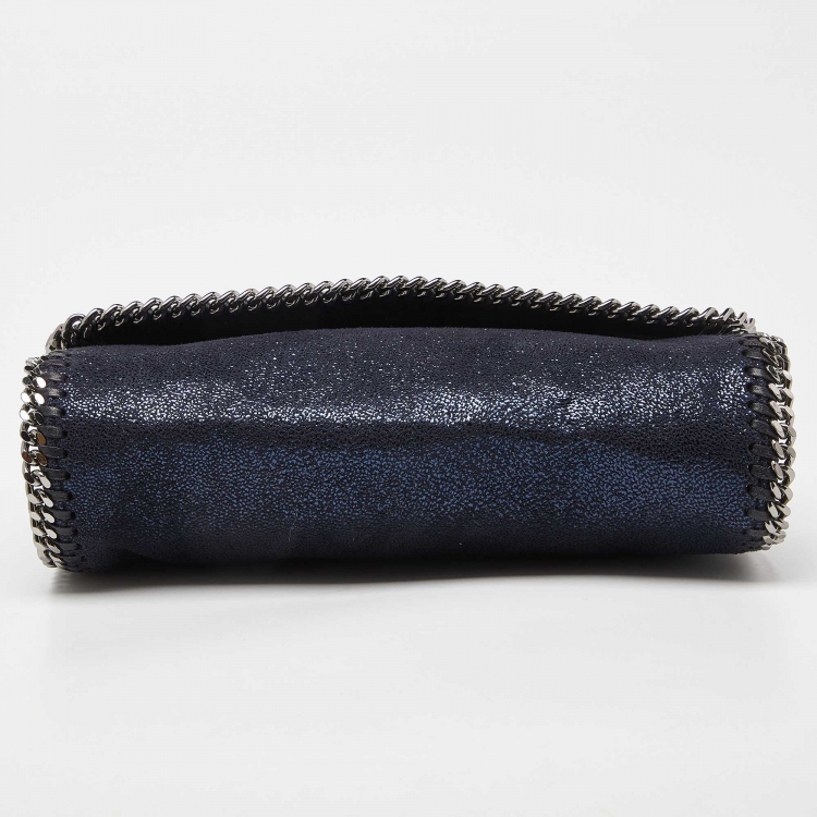Pre Owned Stella McCartney Metallic Blue Faux Suede Falabella Flap Shoulder Bag