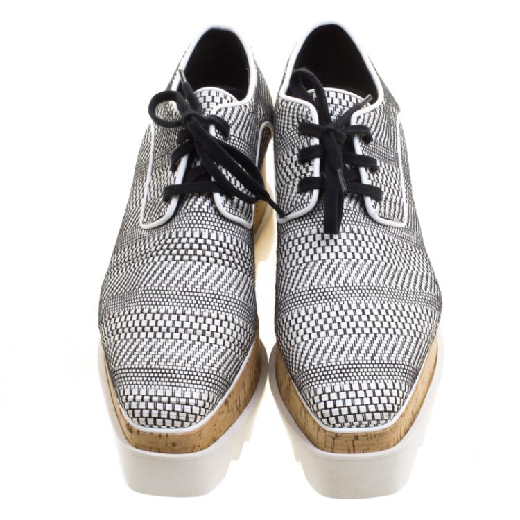 Pre Owned Stella McCartney Woven Faux Leather Elyse Platform Brogues Size 39