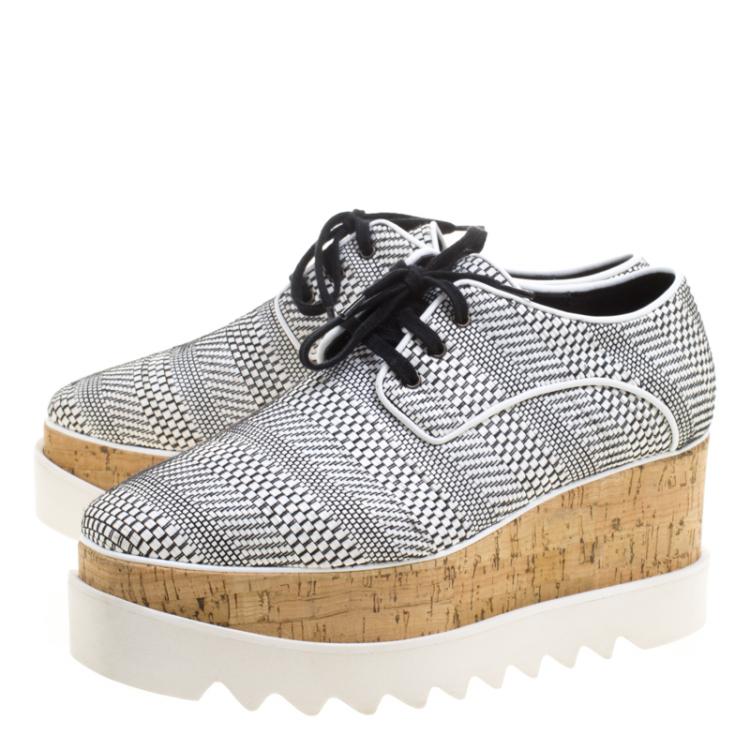 Pre Owned Stella McCartney Woven Faux Leather Elyse Platform Brogues Size 39