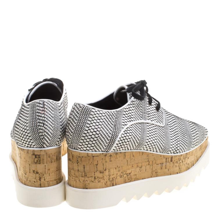 Pre Owned Stella McCartney Woven Faux Leather Elyse Platform Brogues Size 39