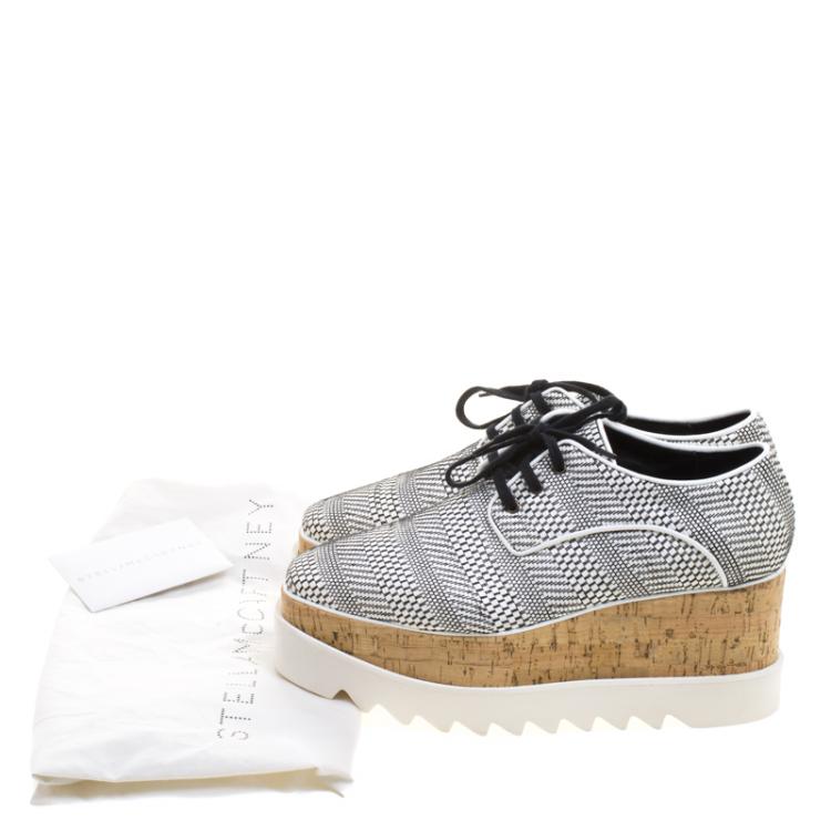 Pre Owned Stella McCartney Woven Faux Leather Elyse Platform Brogues Size 39