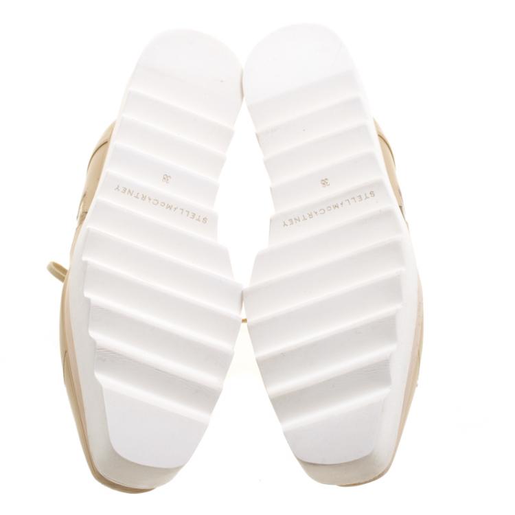 Pre Owned Stella McCartney Beige Faux Leather Elyse Star Platform Lace Up Derby Size 38