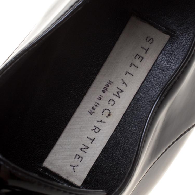 Pre Owned Stella McCartney Black Faux Leather Elyse Platform Derby Size 37.5