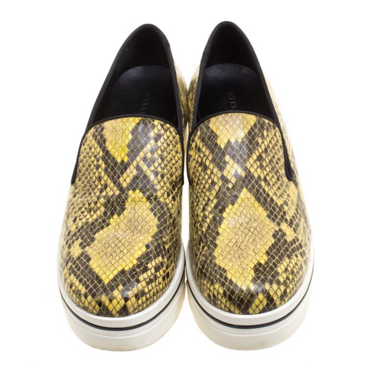 Pre Owned Stella McCartney Two Tone Faux Python Creeper Platform Loafers Size 39