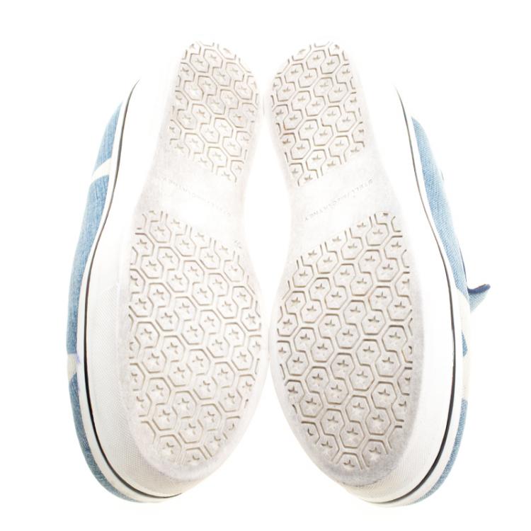Pre Owned Stella McCartney Light Wash Star Printed Denim Binx Platform Slip On Sneakers Size 40
