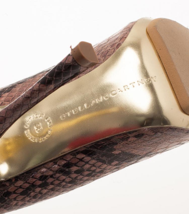 Pre Owned Stella McCartney Python Embossed Pointed Toe Loafer Pumps Size 38